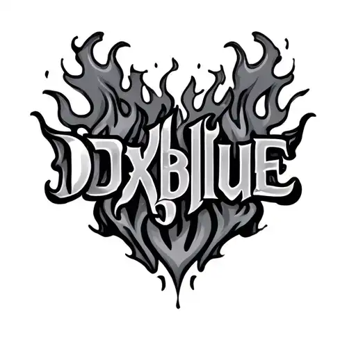 "DXBLUE" flames tattoo design idea