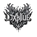 "DXBLUE" flames tattoo design idea