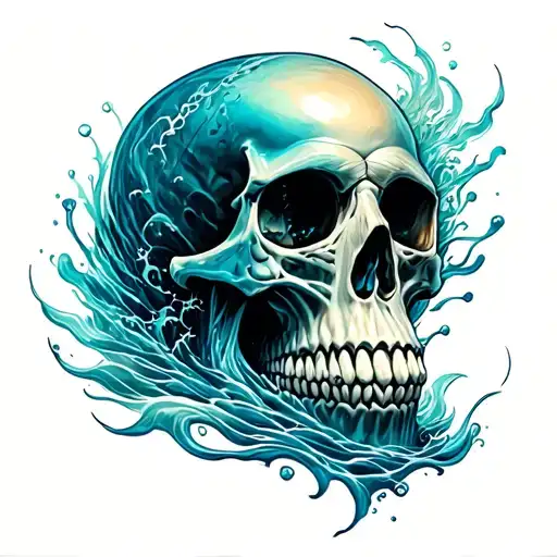 harley davidson skull ocean tattoo design idea