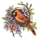 cardinal bird on a wisteria branch  tattoo design idea