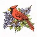 cardinal bird on a wisteria branch  tattoo design idea