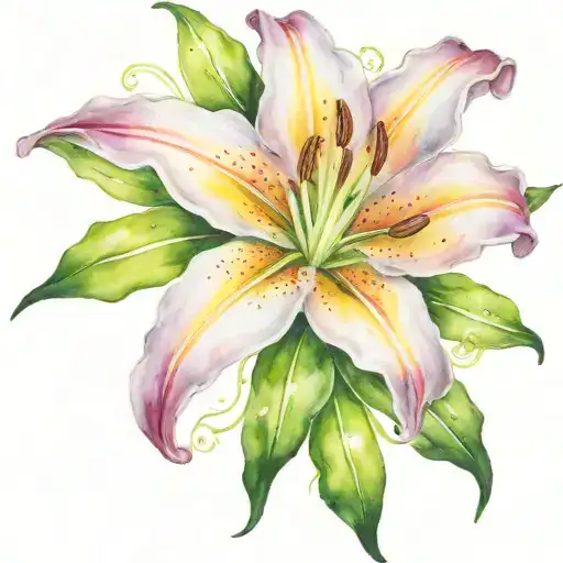 lily flower blooming tattoo design idea