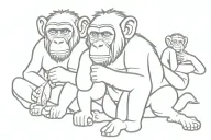 one-lined aesthetic drawing of the 3 wise monkeys tattoo design idea