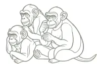 one-lined aesthetic drawing of the 3 wise monkeys tattoo design idea