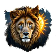 The combination of the lion, the sun, and the wolf in sheep's clothing tattoo design idea
