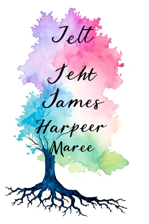 "Jeht James Harper Maree" tree with roots tattoo design idea