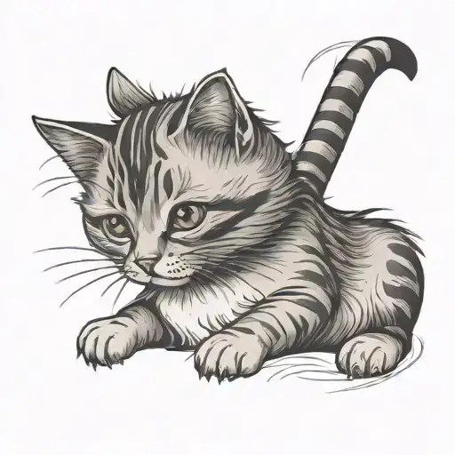 Cute cat tattoo design idea