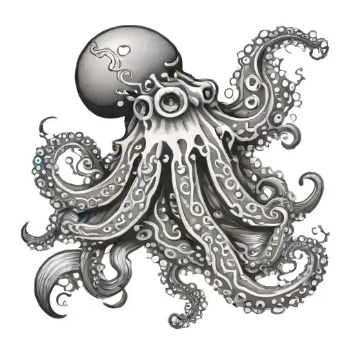 Octopus Tentacles and Jellyfish on New Year's Eve tattoo design idea