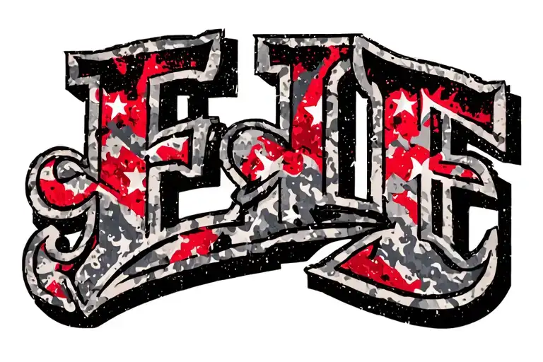letters flf with red and gray camo letters tattoo design idea