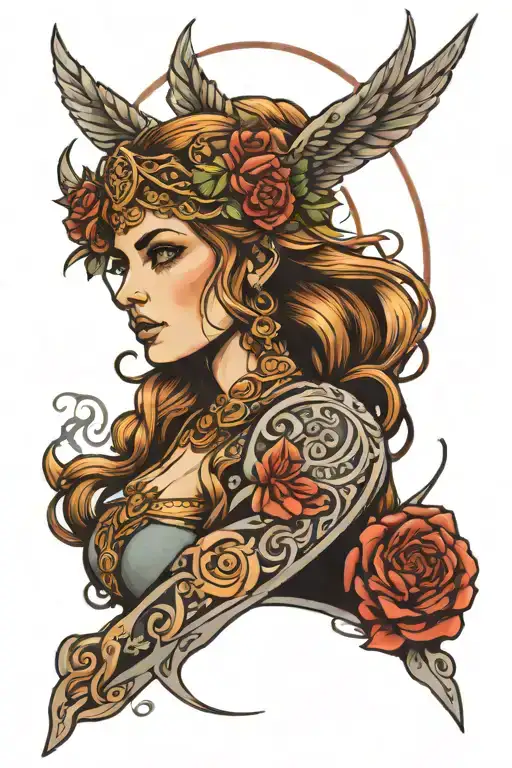 Norse goddess Freyja  tattoo design idea