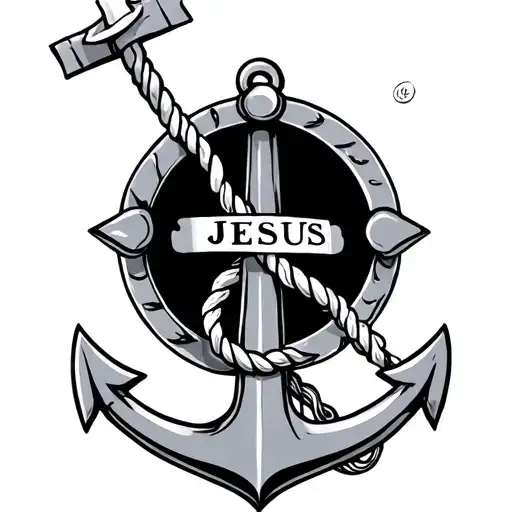 Anchor with name Jesus tattoo design idea