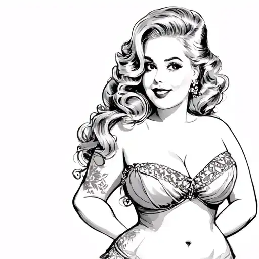chubby pin up girl tattoo design idea