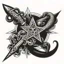 Snake Dagger David star tattoo design idea