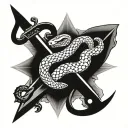 Snake Dagger David star tattoo design idea