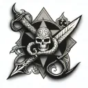 Snake Dagger David star tattoo design idea