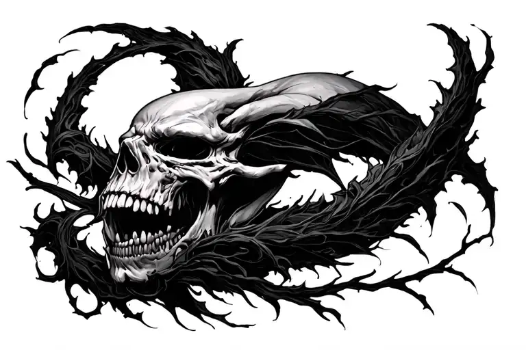 Darkness, dark fantasy, cruel, brutal tattoo design idea