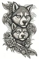 husky monkey penguin totem pole tattoo design idea