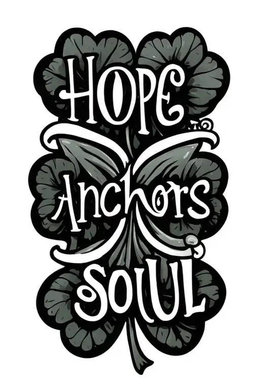 "Hope anchors the soul" 5 leaf clover tattoo design idea