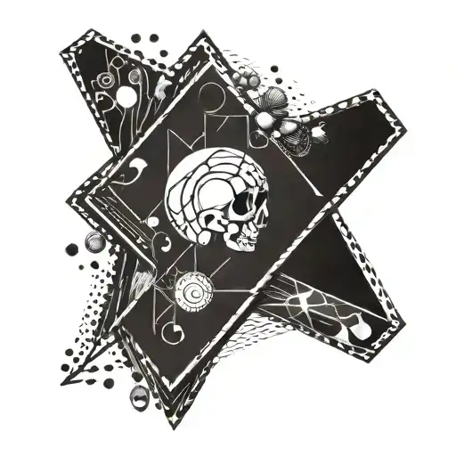 An abstract design symbolizing the bond between a father and son, incorporating elements of their favorite hobbies and interests tattoo design idea