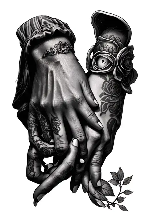2 child hands with a hint of another and dates tattoo design idea