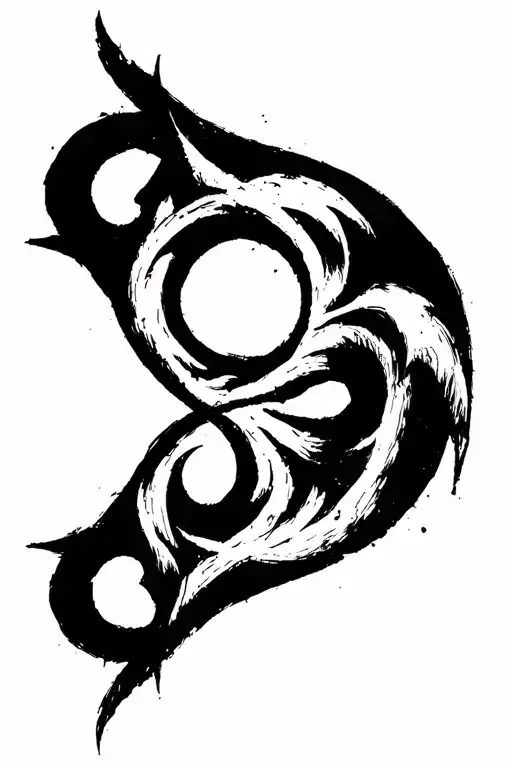 Blackwork Modern Raw Cyber Sigilism Grunge Dark Expressive Chaotic Brushwork Occult Horror biomech tattoo design idea