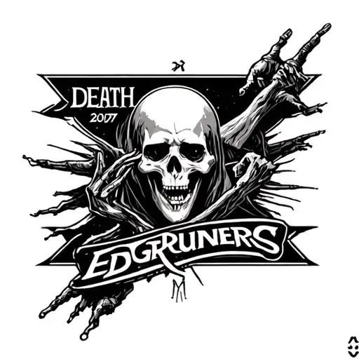 Cyberpunk 2077 "Death" Tarot Card and Edgerunners Logo tattoo design idea