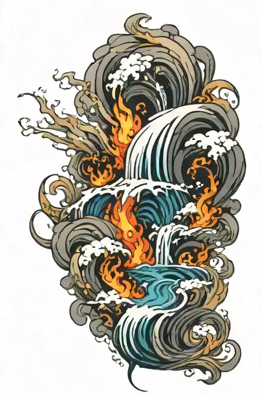 marble lava flowing river tattoo design idea