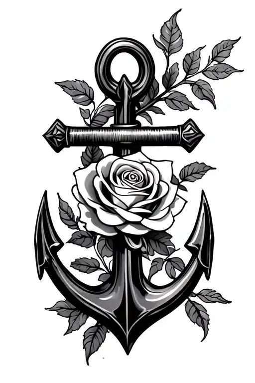 Anchor with a rose intertwined tattoo design idea