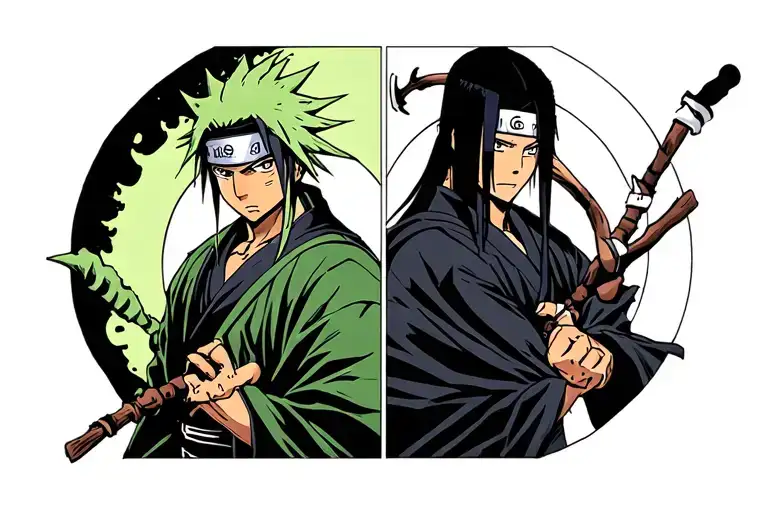 zoro and  itachi manga panel style tattoo tattoo design idea