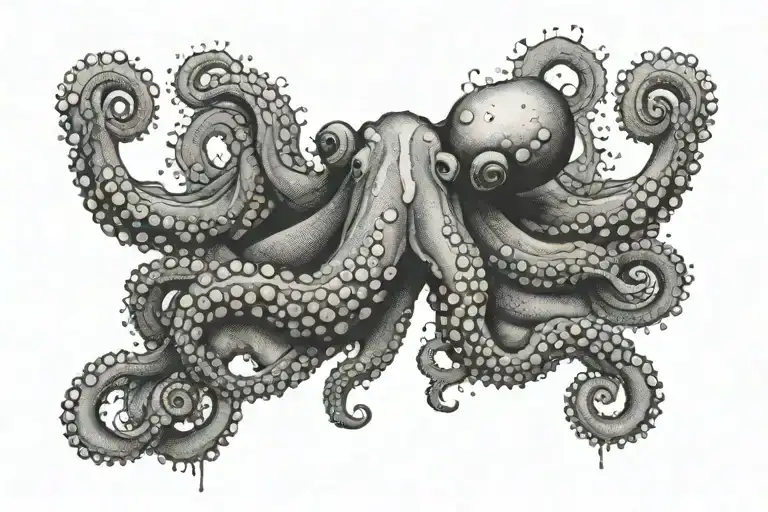 nautical map octopus tattoo design idea