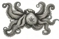 nautical map octopus tattoo design idea