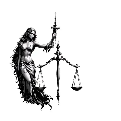 gothic lady justice  tattoo design idea