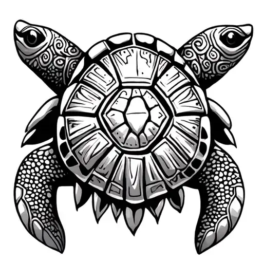 polynesian inspired turtle tattoo but with stippling on legs and head tattoo design idea