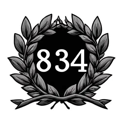 834 in roman numeral with  laurel wreath in warrior theme tattoo design idea