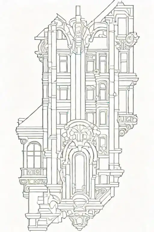 art deco architecture patterns tattoo design idea