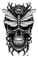 dragonfly skull tattoo design idea