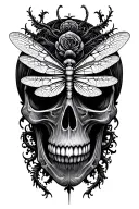 dragonfly skull tattoo design idea