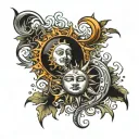 sun moon merging together tattoo design idea