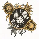 sun moon merging together tattoo design idea