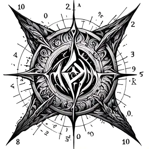 othala rune with longitude and latitude coordinates in front of it tattoo design idea