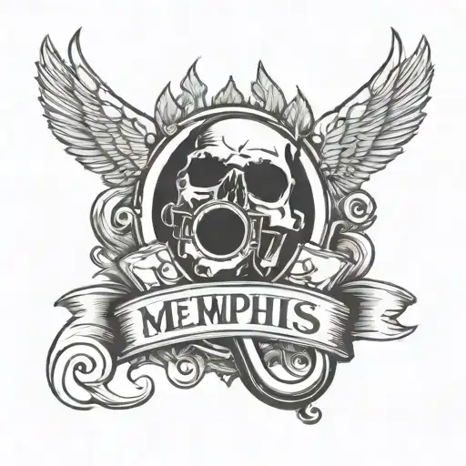 Memphis Tennessee hardcore elements like music tattoo design idea