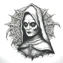 Spooky evil nun tattoo design idea