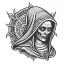 Spooky evil nun tattoo design idea