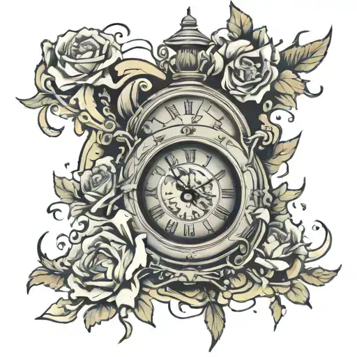 broken clock showing 20::00 tattoo design idea