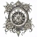 broken clock showing 20::00 tattoo design idea