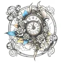 broken clock showing 20::00 tattoo design idea