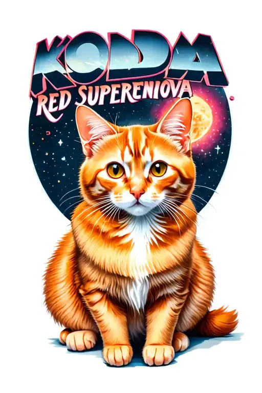 "Koda Red Supernova " ginger cat sitting tattoo design idea