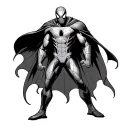 a tattoo design of spider-man with an iron-man in a Dr. doom cloak standing behind him tattoo design idea