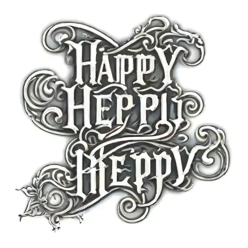 ambigram happy help tattoo design idea