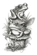 Frog and bugs at a swamp fairies tattoo design idea